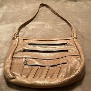 Women Purse Genuine Leather tan large crossbody